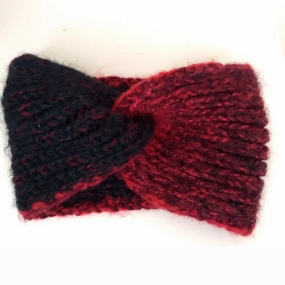 Twist Headband D&Y Red Black Color Block